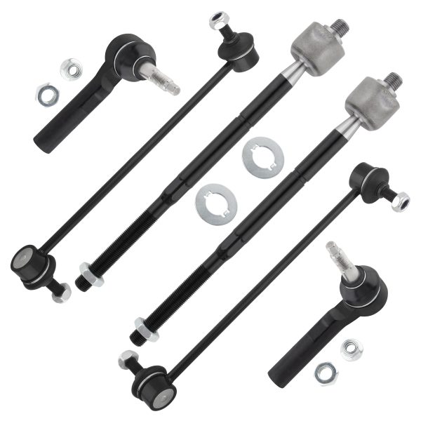 BXM00194-6-1 BOXI 6pcs Front Stabilizer Sway Bar Link Inner and Outer Tie Rod End Suspension Kit for Dodge Caliber 2007-2012 / for