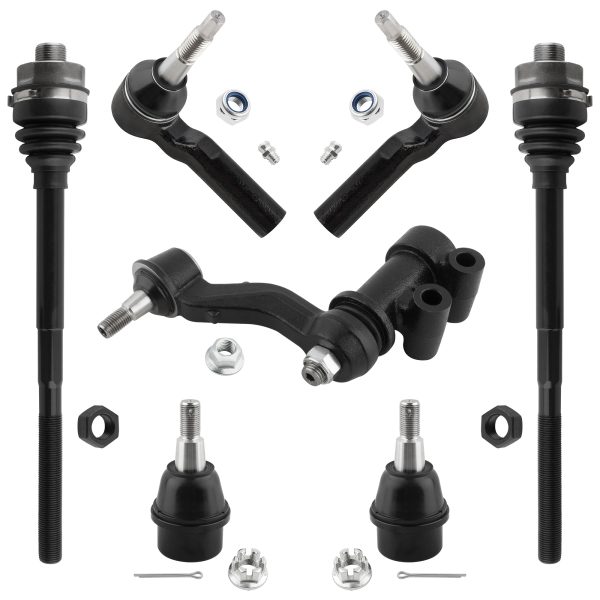 BXM600070049-7-1 BOXI Front Lower Ball Joints Inner + Outer Tie Rods Idler Arm Fit 6