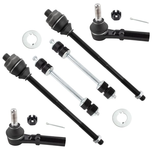 BXM600070086-6-1 BOXI (Set of 6) Front Inner & Outer Tie Rod Ends + Sway Bar Links Kit Fit for Chevrolet GMC Silverado Sierra 1500 HD