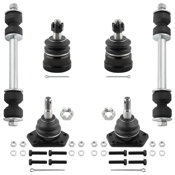 BOXI (Set of 6) Front Upper & Lower Ball Joints + Sway Bar End Links Kit for Chevrolet S10 Pickup Blazer El Camino