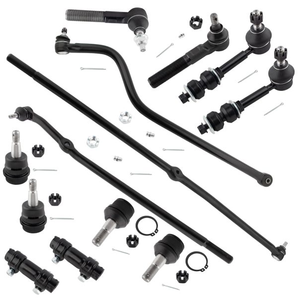 BOXI (Set of 13) 4WD Front Tie Rods + Adjustment Sleeves + Sway Bars + Ball Joints + Track Bar Fit for Dodge Ram 1500