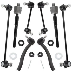 BOXI Front & Rear Sway Bar End Links + Front Inner & Outer Tie Rod Ends Fit 1