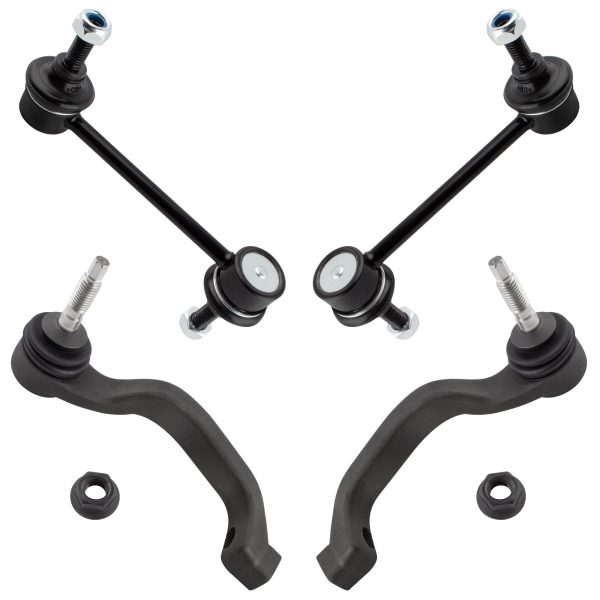 BXM600200014-4-1 BOXI ES800415 ES800414 K80261 (Set of 4) Front Outer Tie Rod Ends + Stabilizer Sway Bar Links Fit for Ford Thunderbird