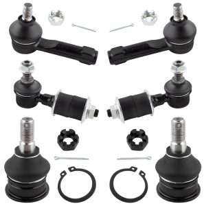BOXI 6pcs Front Lower Ball Joints + Outer Tie Rods + Sway Bars Fit for Nissan Sentra 6