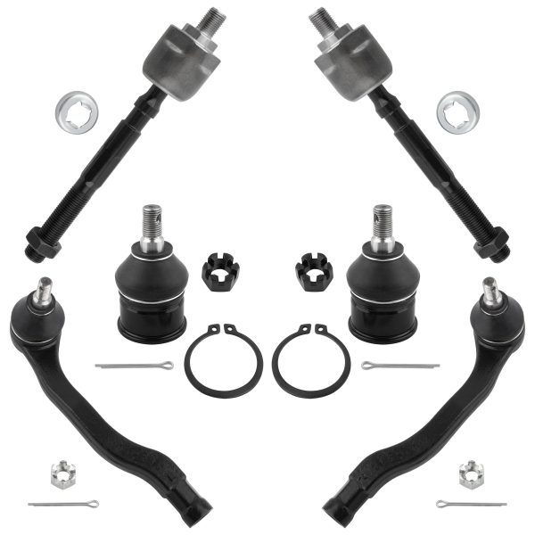 BOXI 6pc Front Inner & Outer Tie Rods and Lower Ball Joints Fit for Acura Integra 1994-1997 / for Honda Civic 1992-1995