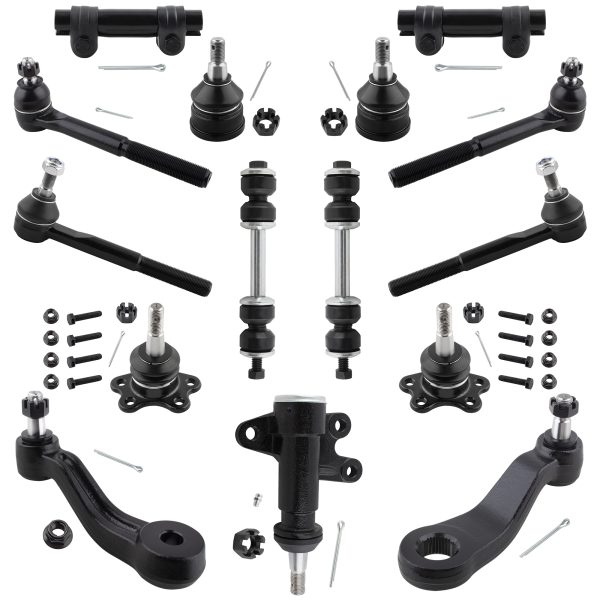 BOXI 15pcs Front Suspension Kit Ball Joints Tie Rods Sway Bars Pitman Idler Arm Fits for Chevrolet for GMC C1500 C2500