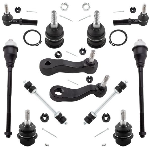 BXM600070164-12_1 BOXI 12pcs Front Tie Rods Ball Joints Sway Bar Pitman Idler Arm Fits for Chevrolet Silverado Suburban 2500 for GMC