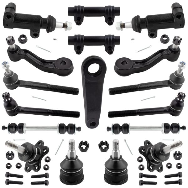 BXM600070167-17_1 BOXI 17pcs Front Tie Rods Ball Joints Sway Bar Pitman Idler Arm Suspension Kit Fits for Chevrolet Express for GMC
