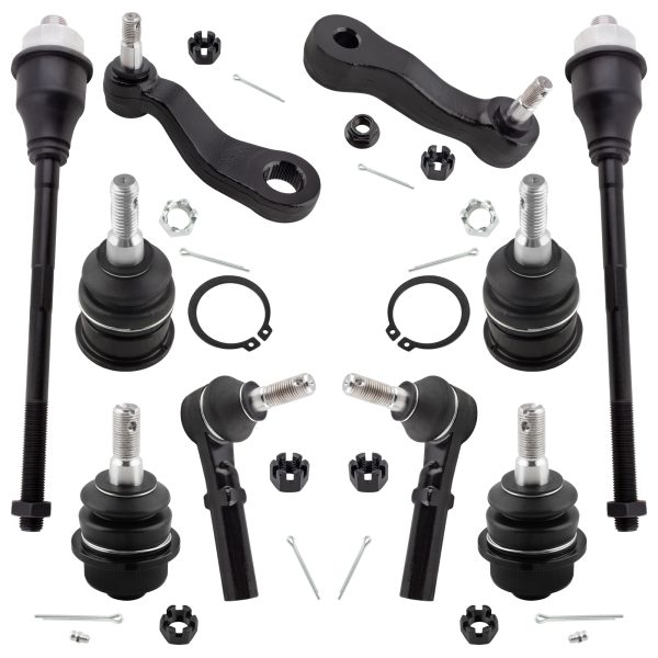 BOXI 10pcs Front Tie Rods Ball Joints Pitman Idler Arm Suspension Kit Fits for Chevrolet for GMC Silverado/Sierra 2500