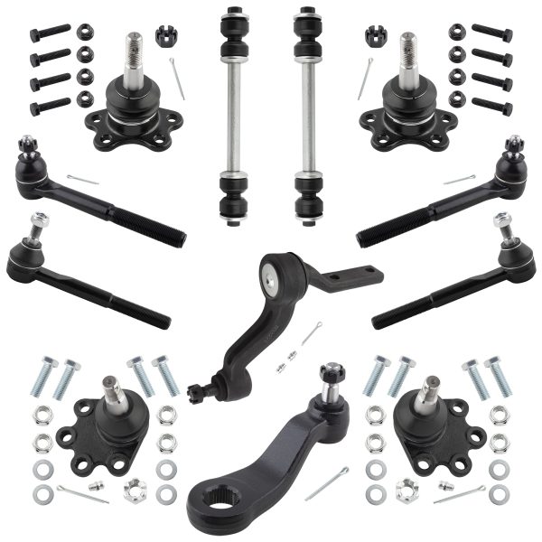 BOXI 12pcs Front Suspension Kit Tie Rod Ends Ball Joints Sway Bars Pitman Idler Arm Fits for Chevrolet for GMC K1500