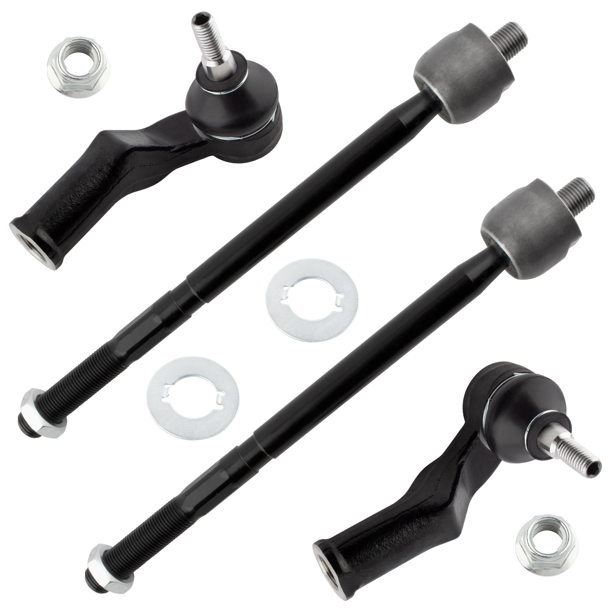 BOXI ES800860 ES800861 EV800458 Front Inner Tie rod & Outer Tie Rod Kit Fits for Volvo C30 2008-2013/C70 2006-2013/S40 2004 2.4L 2.5L/S40 2005-2011/V50 2005-2011 (Pack of 4)