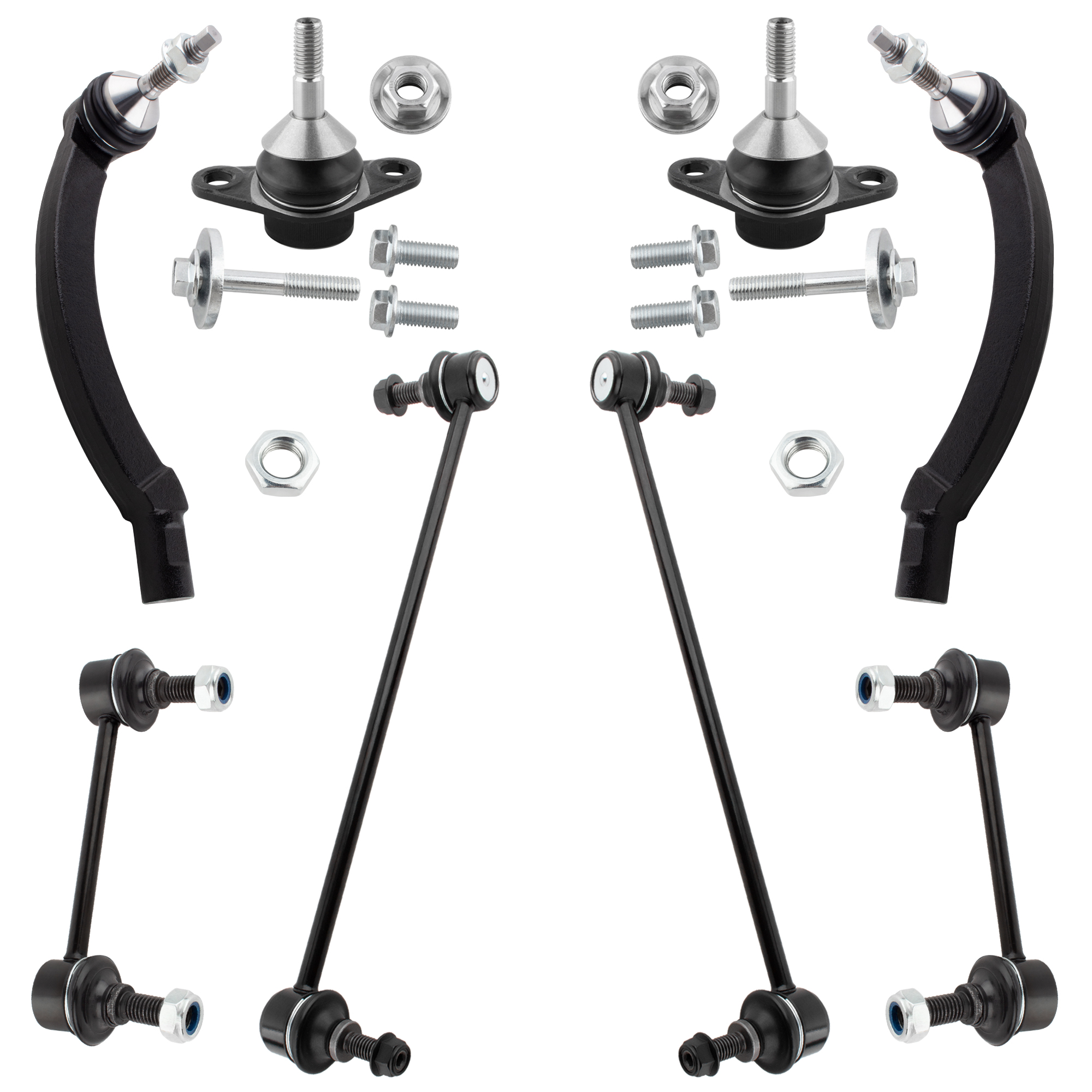 BOXI 8pc Front Rear Sway Bars Lower Ball Joints Outer Tie Rods Fit for Volvo S60 2001-2009/S80 2000-2006/V70 2001-2007 Excluding X/C Models / K80425 ES80981 ES80982 K80501 K80700