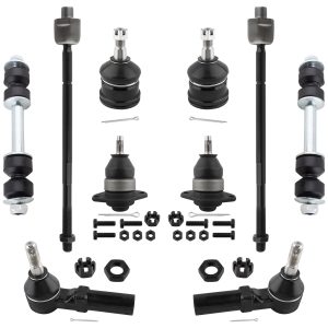 BOXI 10pcs Front Suspension Kit Inner & Outer Tie Rod Ends Upper & Lower Ball Joint Sway Bar End Link Fits for