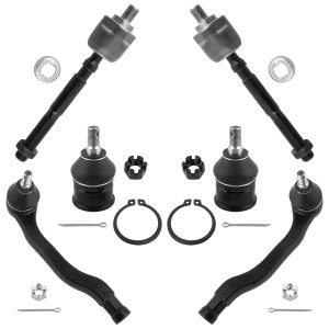 BOXI 6pc Front Inner & Outer Tie Rods and Lower Ball Joints Fit for Acura Integra 1994-1997 / for Honda Civic 1992-1995
