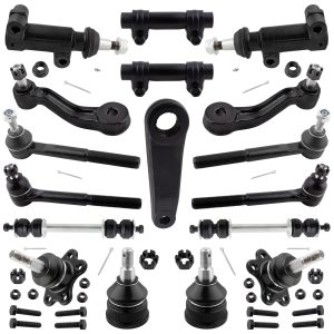 BOXI 17pcs Front Tie Rods Ball Joints Sway Bar Pitman Idler Arm Suspension Kit Fits for Chevrolet Express for GMC